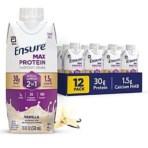 Select Accounts: 12-Pk 11-Oz Ensure Max Protein Shake (Vanilla) $10.85 w/ S&S