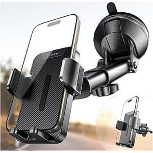 LISEN 3-in-1 Adjustable Car Phone Mount w/ 270° Rotation & Dual Mounting Bases $10