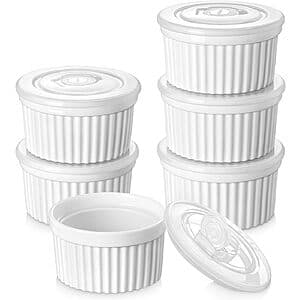 6-Pack 8-Oz vancasso Porcelain Ramekins w/ Lids (White) $14.25