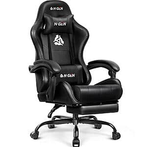 N-GEN GAMING High Back Gaming Chair w/ Footrest (Black) $89.80 + Free Shipping