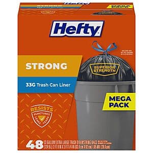 Select Accounts: 48-Ct 33-Gallon Hefty Strong XL Trash Bags $11.20 w/ S&S