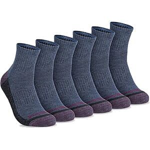 6-Pairs Timberland Men's Comfort Quarter Arch Support Cushion Socks (Denim, 7-12) $7.25