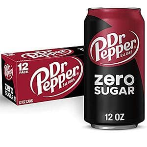 12-Pack 12oz Dr Pepper Zero Sugar Soda $5 w/ Subscribe & Save