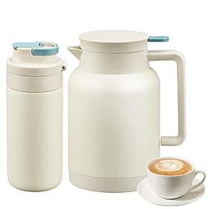 2-Piece JXXM 49-oz Vacuum Thermal Coffee Carafe + 15-oz Insulated Water Bottle $14.50