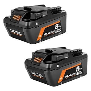 Select Stores: 2-Pack RIDGID 18V 8.0 Ah Max Output EXP Lithium-Ion Batteries $117.05 (In-Store Only, Limited Stock)