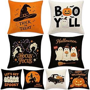 4-Pk 18x18" HSHFAMIIY Halloween Double-Sided Linen Throw Pillow Covers $4