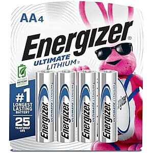 4-Ct Energizer Ultimate Lithium AA Batteries $7.10 w/ S&S