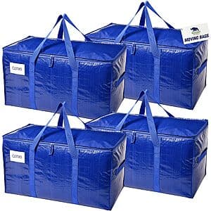 4-Pk RUGGED RHINO Heavy Duty Extra Large Moving Bags (50-Lb Capacity, Blue) $12