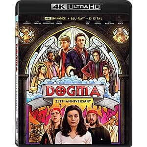 Dogma: 25th Anniversary Edition 4K Ultra HD + Blu-ray + Digital 4K movie box set packaging.