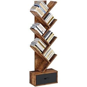 7-Tier Rolanstar Tree Bookshelf with Drawer (Rustic Brown) $25 + Free Shipping