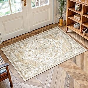 AMADA HOMEFURNISHING Washable Runner Rug: Blue 2' x 6' $10, Beige 2' x 3' $6