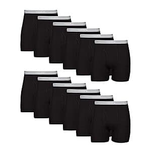 12-Pack Hanes Men's 100% Cotton Boxer Briefs (Black) $25.75