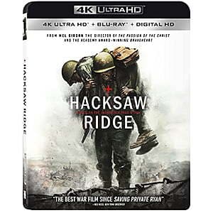 Hacksaw Ridge (4K UHD + Blu-ray + Digital) $10