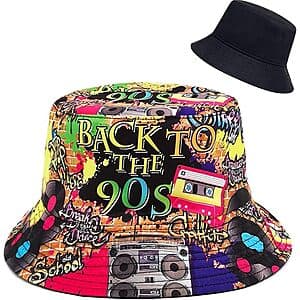 XYIYI Reversible Retro 90s Print / Black Bucket Hat $7.45