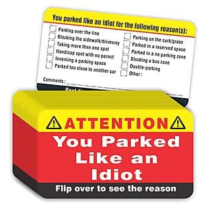 100-Pk PARTH iMPEX 3.5"x2" "You Parked Like an Idiot" Business Cards $5 w/ S&S