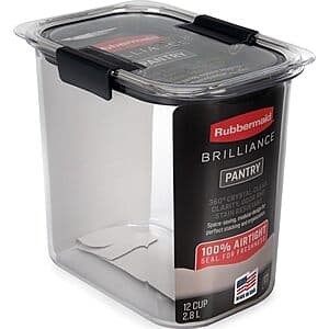 Rubbermaid Brilliance 12-Cup Airtight Food Storage Pantry Container (Clear/Grey) $12