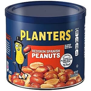 6-Pk 12.5oz. Planters Roasted Redskin Spanish Salted Peanut Canister $11