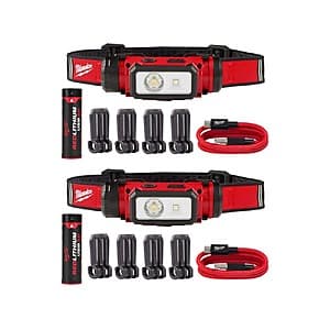 2-Pk Milwaukee 600 Lumens LED REDLITHIUM Hard Hat Headlamp $99 + Free S&H