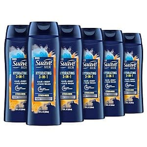 6-Pack 18-Oz Suave 3-in-1 Men Moisturizing Body Wash (Citrus & Musk) $13.35 w/ Subscribe & Save