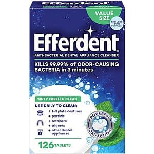 126-Count Efferdent Denture Retainer Cleaning Tablets (Minty Fresh & Clean) $3.45 w/ Subscribe & Save