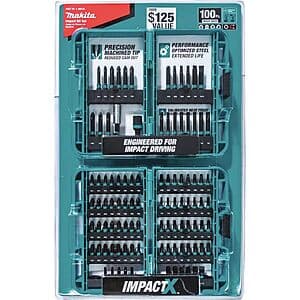 100-Piece Makita ImpactX Driver Bit Set $25