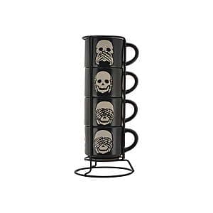 4-Pack 4oz Way To Celebrate Stackable Espresso Mugs (Halloween Skeleton) $2.50