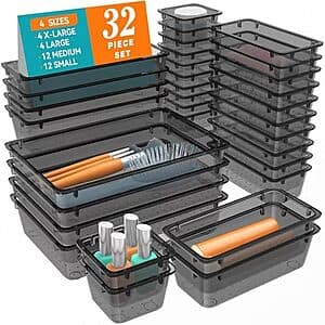 32-Pc Wowbox Clear Plastic Drawer Organizer Set $10