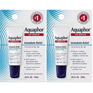 2-Pk 0.35-Oz Aquaphor Lip Repair Ointment Tubes $5 w/ S&S