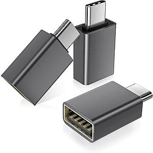 3-pk Basesailor USB-C to USB-A Adapters (Gray) $3.85 & More