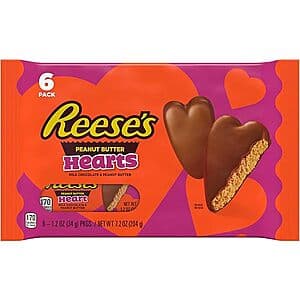 6-Ct 1.2-Oz Reese's Milk Chocolate Peanut Butter Hearts $4 & More + Free S&H w/ Prime