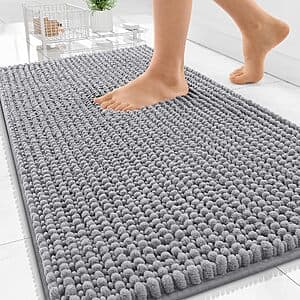 30"x20" OLANLY Thick Extra Soft Absorbent Chenille Bath Rug (Grey) $5