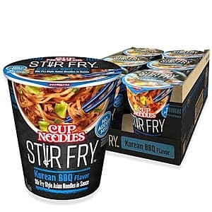 6-Pack 2.89-Oz Nissin Stir Fry Cup Noodles in Sauce (Korean BBQ) $4.80 w/ Subscribe & Save