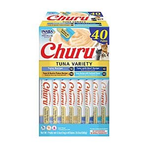 Prime Members: 40-Tube 0.5-Oz Inaba Churu Cat Treats (Tuna Variety Box) $15.95 w/ Subscribe & Save + Free Shipping