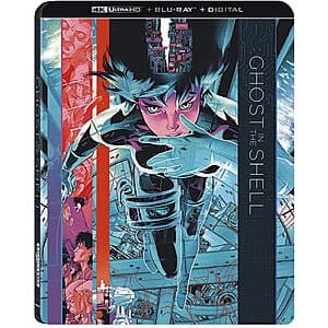 Ghost in the Shell 4K UHD, Blu-ray, and Digital combo pack with distinctive packaging.