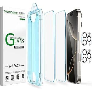 2-Pack amFilm OneTouch iPhone Screen Protectors for iPhone 16 / 15 (Various) from $4.55