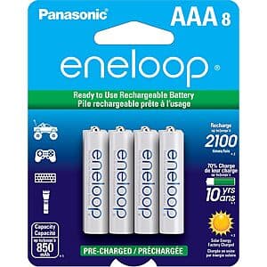 8-Pack Panasonic eneloop AAA Ni-MH Pre-Charged Rechargeable Batteries $16 w/ Subscribe & Save