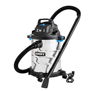 Hart 6-Gallon 5HP Corded Wet/Dry Vacuum w/ Car Cleaning Kit (Stainless Steel) $29.95 + Free Store Pickup