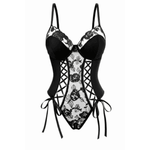 Avidlove Women's Lace-Up Front V-Neck Bustier Lingerie Bodysuit (Various Colors) $6