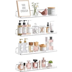 Prime Members: 4-Pk Lifewit 14" Floating Shelves (Clear) $7 + Free S&H