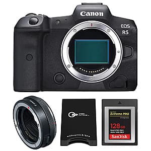 Canon EOS R5 Mirrorless Camera + Control Ring Mount Adapter + 128GB Memory Card $2599 + $47.45 S&H & More