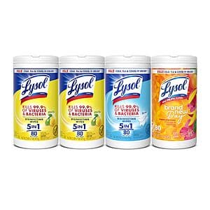 4-Pk 80-Ct Lysol All-Purpose Disinfecting Wipes (Mango + Linen + 2x Lemon) $12.10 w/ S&S