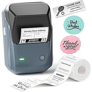 NIIMBOT B1 Thermal Label Printer + 230-Count 2"x1.18" Labels $15