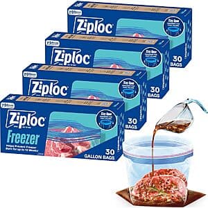 4-Pk 30-Ct Ziploc Gallon Freezer Bags $13.80 w/ S&S
