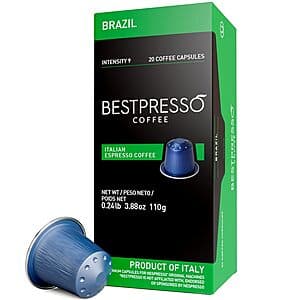 120-Ct Bestpresso Espresso Coffee Aluminum Pods for Nespresso Original (Brazil) $18 & More w/ Subscribe & Save