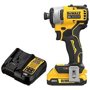 DEWALT Atomic 20V Max Brushless 1/4" Impact Driver w/ 2.0Ah Battery & Charger $89 + $6.50 S&H