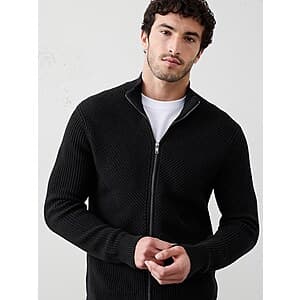 Banana Republic Factory Men's Fisherman Sweater Jacket (Grey Heather or Black) $35.35 + Free Shipping (limited sizes)