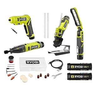 RYOBI 4-Tool USB Lithium Project Kit w/ 2x 2Ah Batteries + Charging Cable $99 + Free S&H