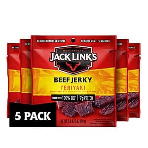 Select Accts: 5-Pk 0.625-Oz Jack Link's Teriyaki Beef Jerky $3.75 w/ S&S