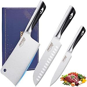 3-Pc TOPFEEL German High Carbon Steel Kitchen Knife Set $19.35 + Free S&H