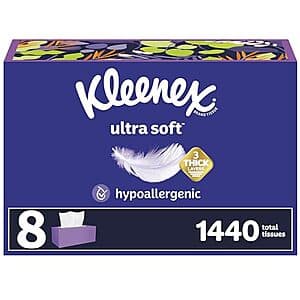 8-Pack 180-Count Kleenex Ultra Soft 3-Ply Facial Tissues $16.50 w/ Subscribe & Save